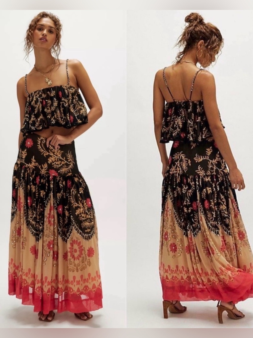 Free People Bali Almost Like Fate Maxi Skirt Set Medium